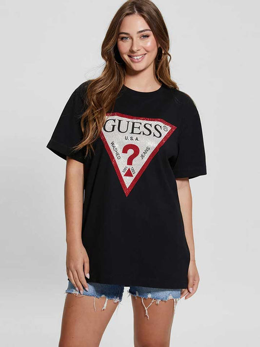CREWNECK RHINESTONE ICON TEE - W4YI34I3Z14