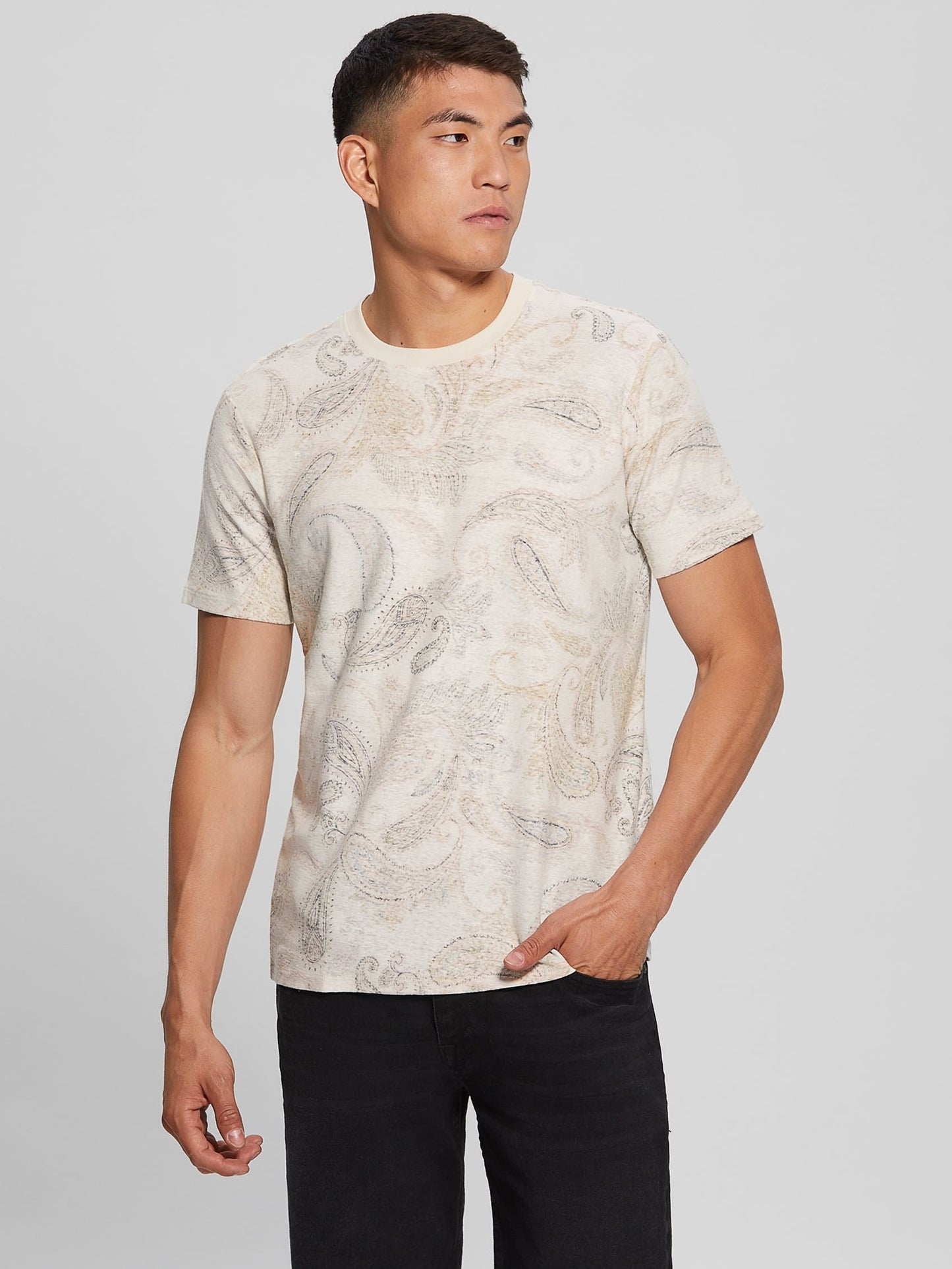 ECO LINEN BLEND PAISLEY CREW - M3YP06KB3T0