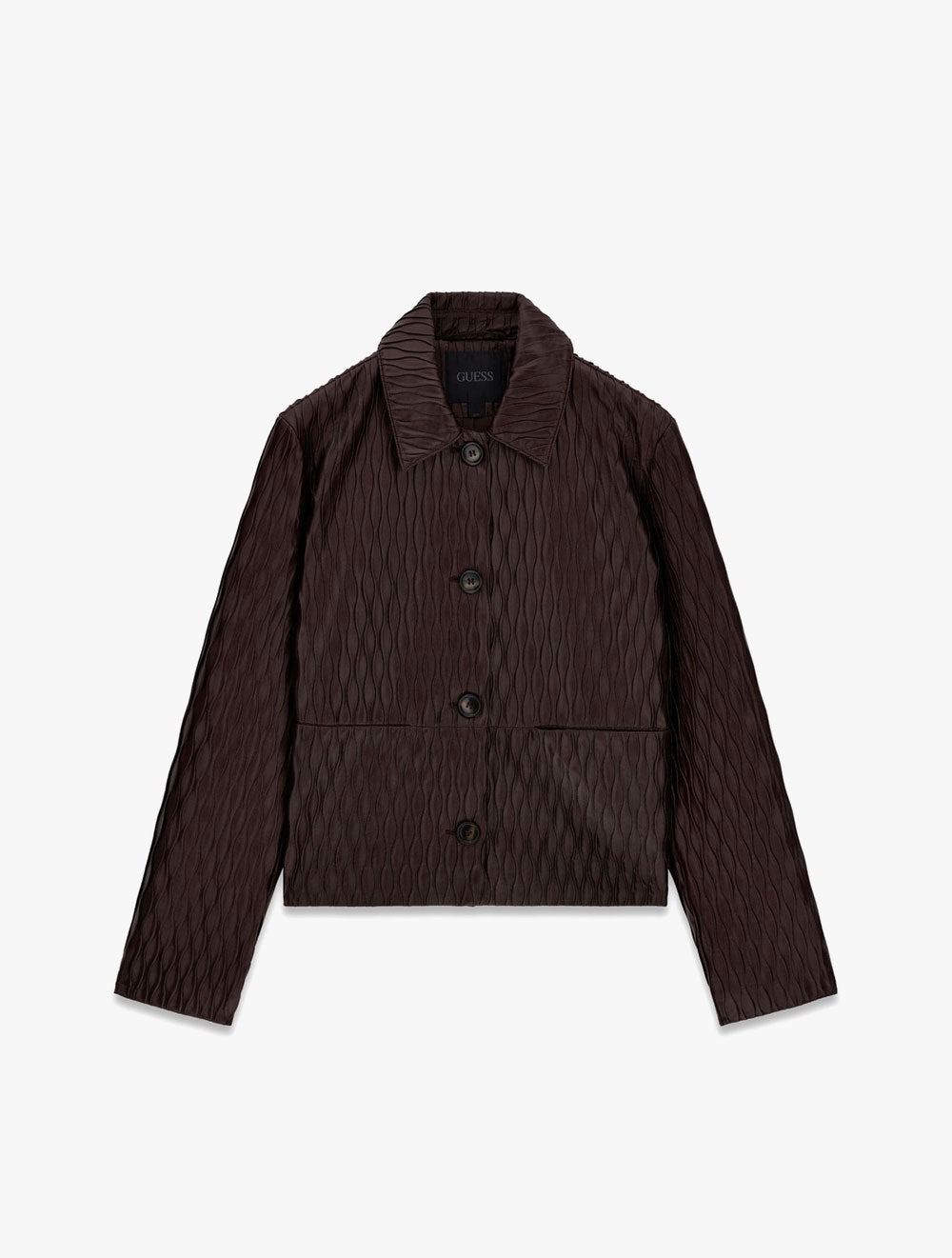 LONG SLEEVE WALKER WAVE PLEATED PU JACKET