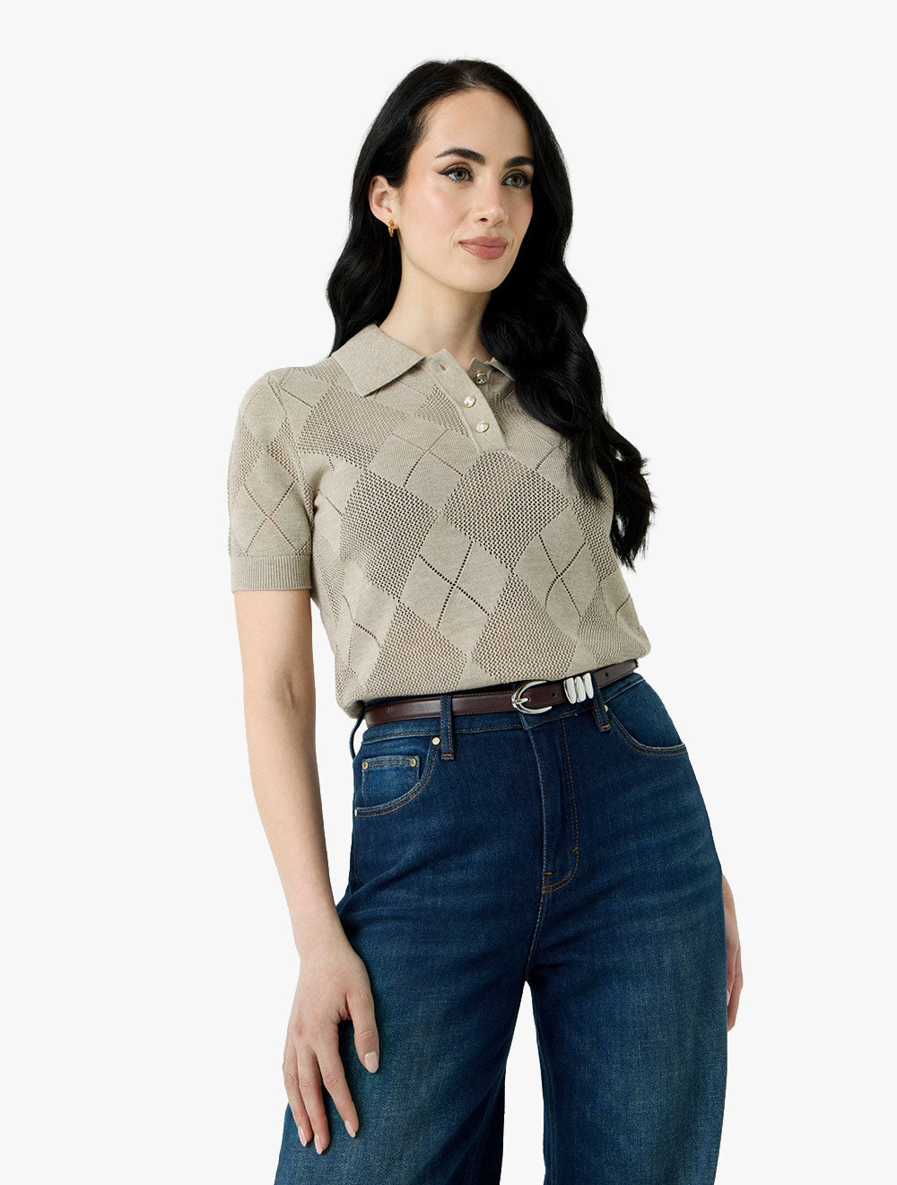 SHORT SLEEVE POLO MELODY SWEATER