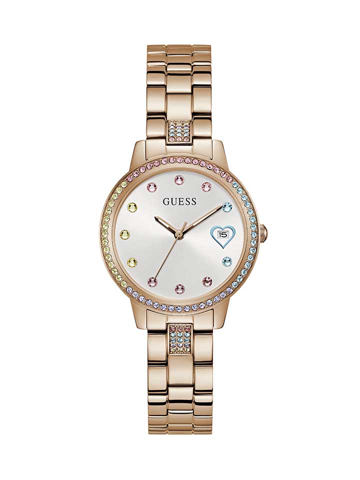 GUESS Ladies Watch THREE OF HEARTS  Rose Gold Tone - GW0657L3