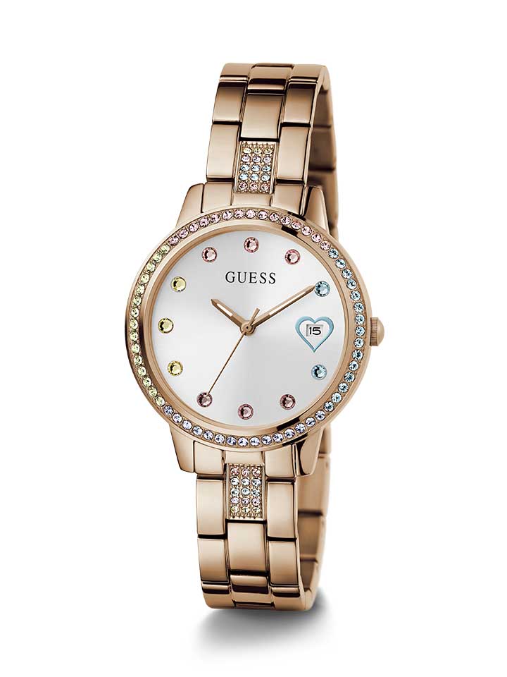 GUESS Ladies Watch THREE OF HEARTS  Rose Gold Tone - GW0657L3