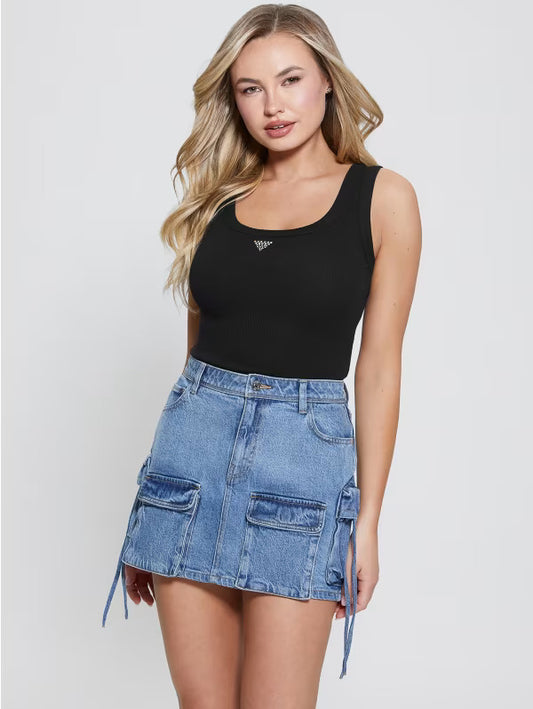 TRIANGLE BLING RIBBED TANK - W3YP68KA0H1