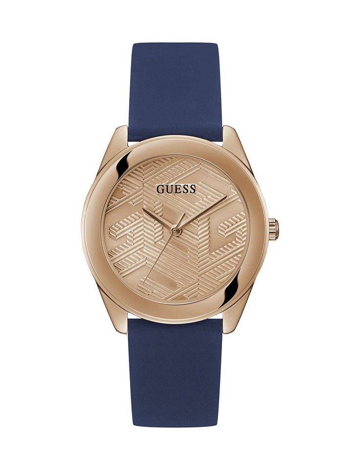 Guess Ladies Watch CUBED Blue Rose Gold - GW0665L2